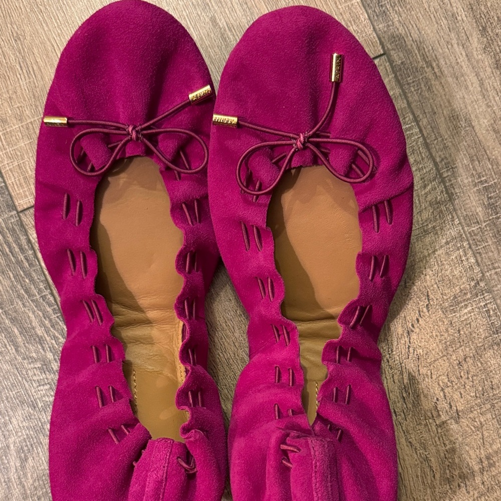 Aerin Magenta Ballet Flats with Bow and Metallic Tip